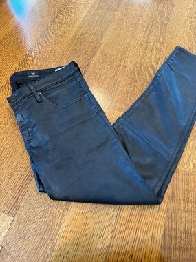 AG The Legging Ankle Black Coated Slim Jeans size 29